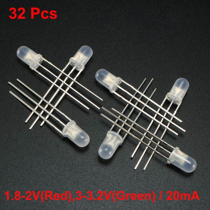 32pcs 5mm Red Green Misty Common Anode LED Diode Electronics Emitting Light