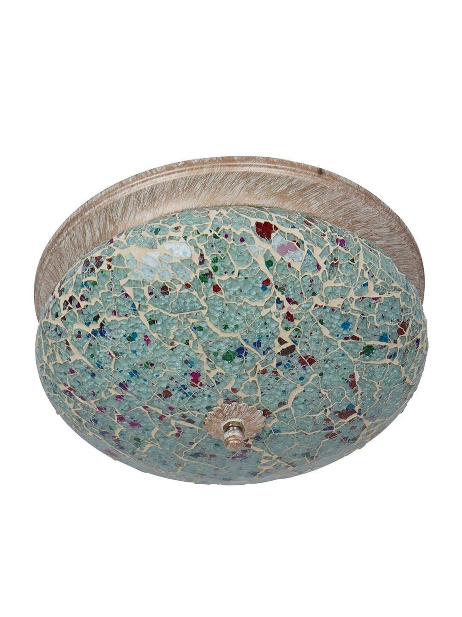 Fos Lighting Multicolor Mild Steel 25.4 cm Round Wide Crackle Flush Mount Ceiling Light