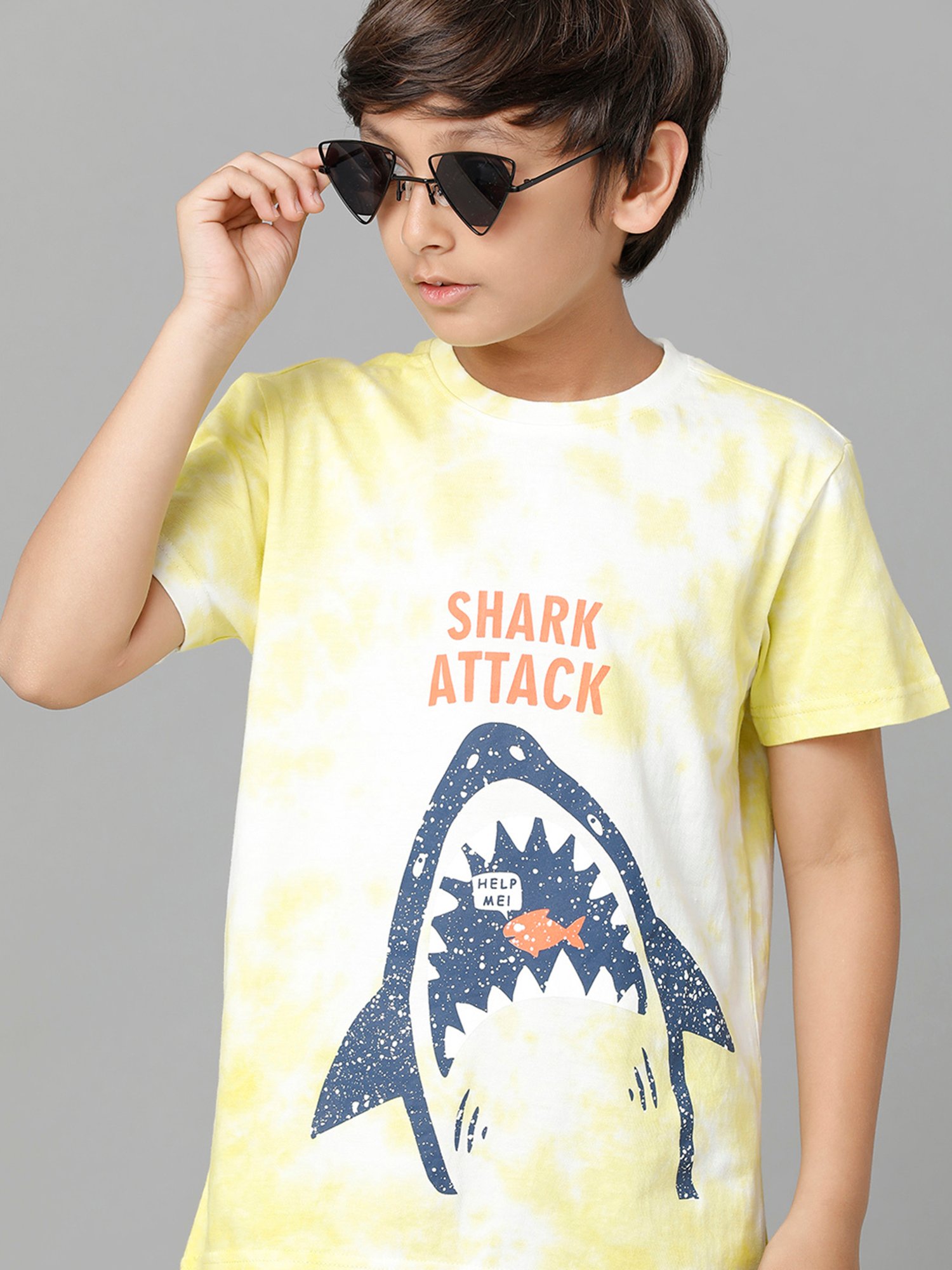Under Fourteen Only Boys Yellow Printed T-Shirt