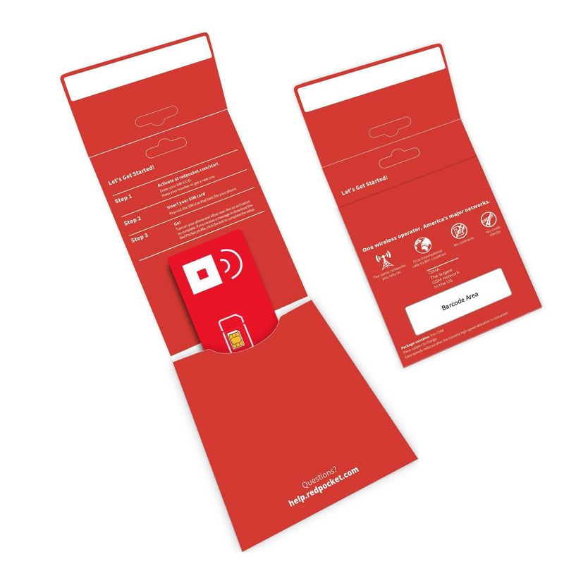 Red Pocket SIM Kit 1 Month Unlimited Talk Text and Data with (15GB) LTE