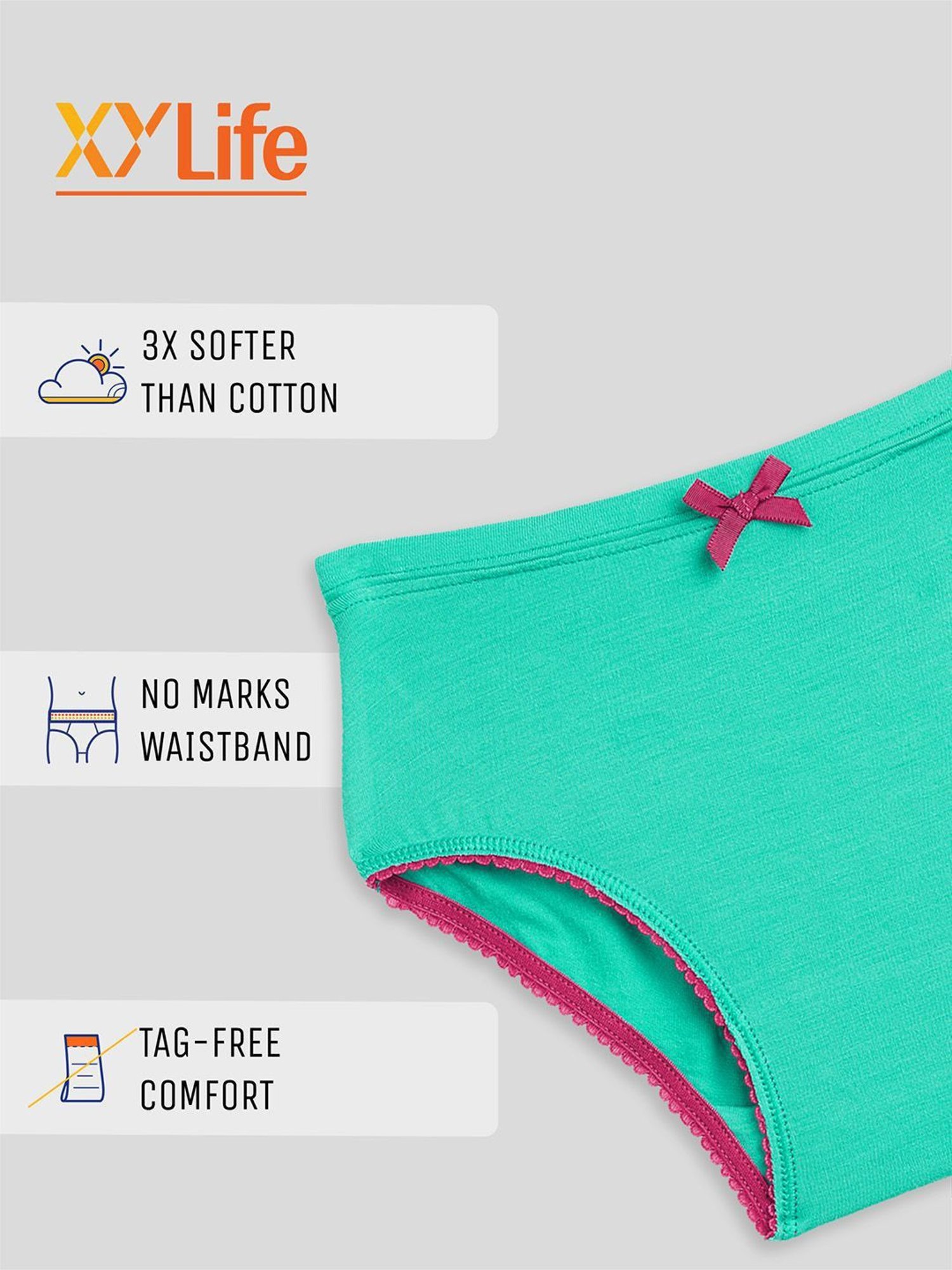 XY Life Kids Green & Peach Relaxed Fit Panties (Pack of 2)