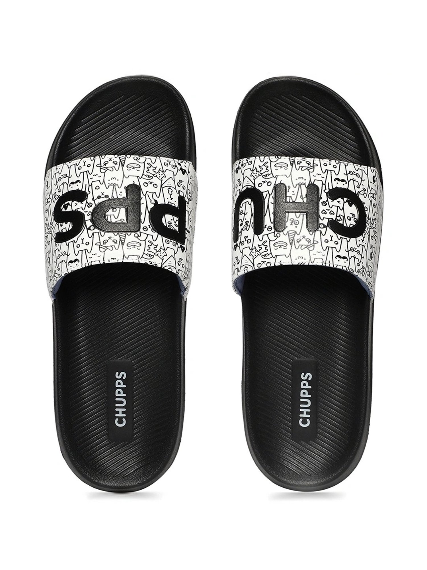 Chupps Men's Cat-a-mood AirSoft White & Black Slides