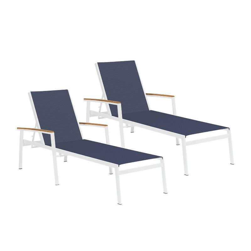 Travira 2pk Sling Chaise Lounges with Ink Pen Sling & Natural Tekwood Chalk Frame - Oxford Garden