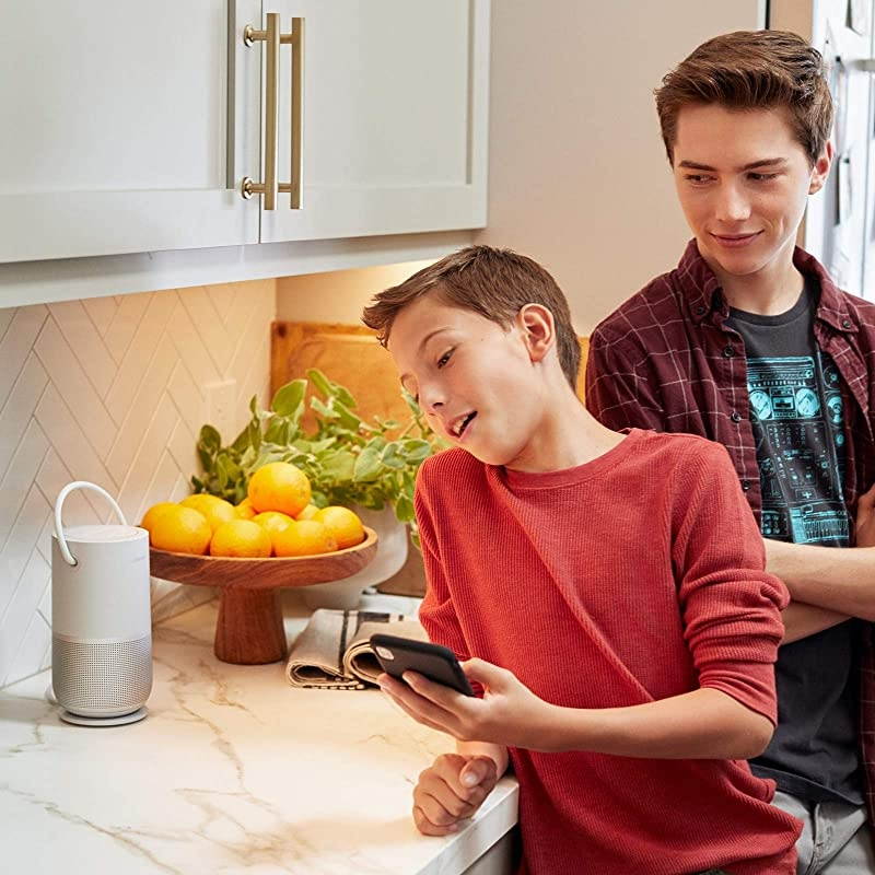 Portable Home Speaker with Alexa Voice Control Built-in, Luxe Silver Bundle with  Portable Home Speaker Charging Cradle, Silver