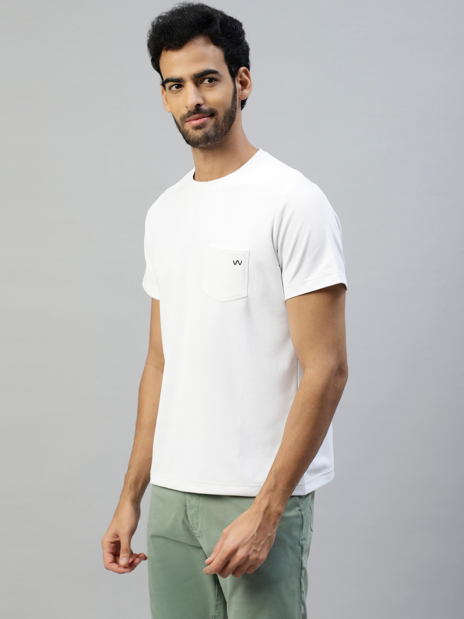 Slowave White Slim Fit Crew T-Shirt