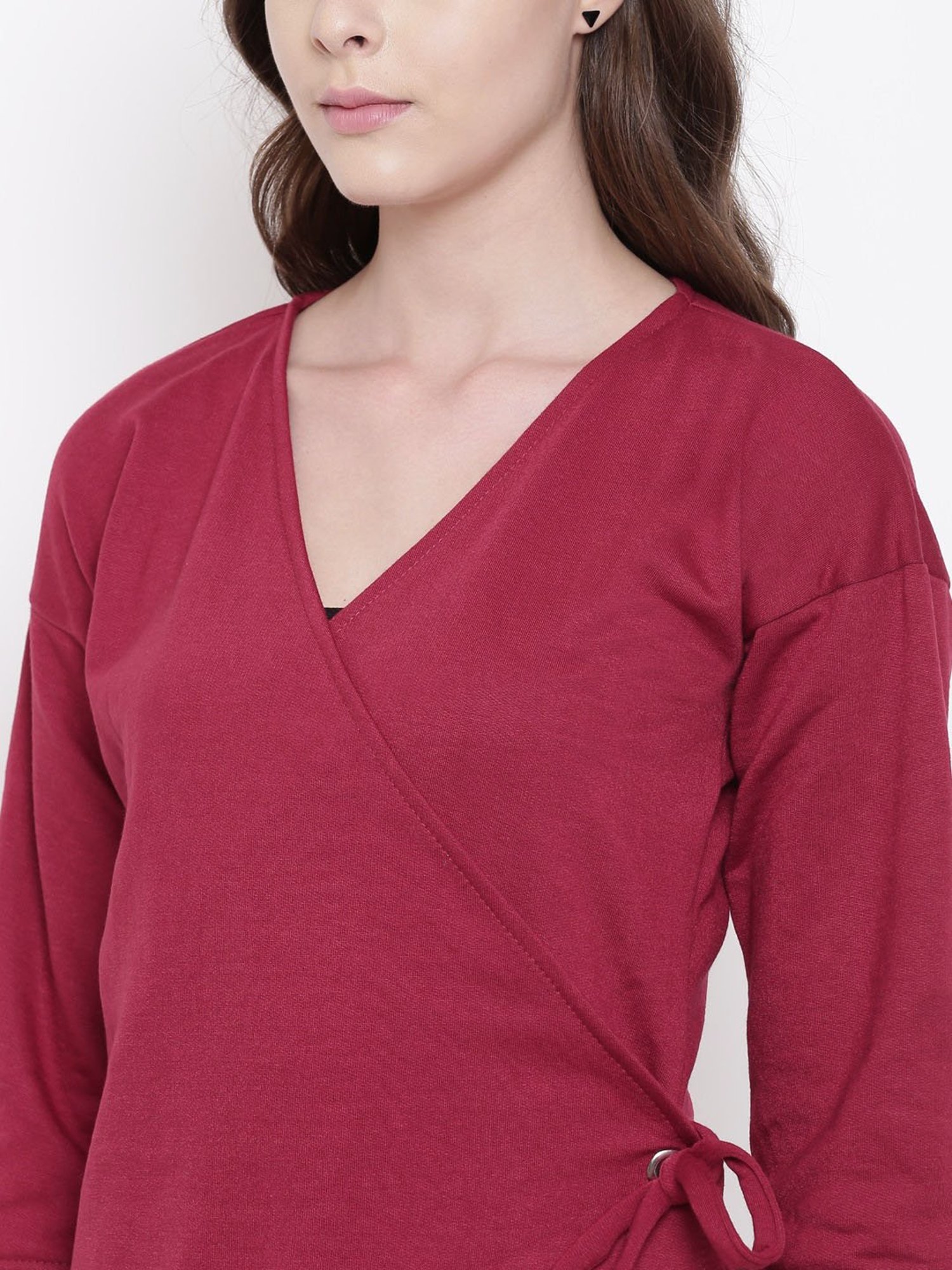 Belle Fille Maroon Regular Fit Shrug