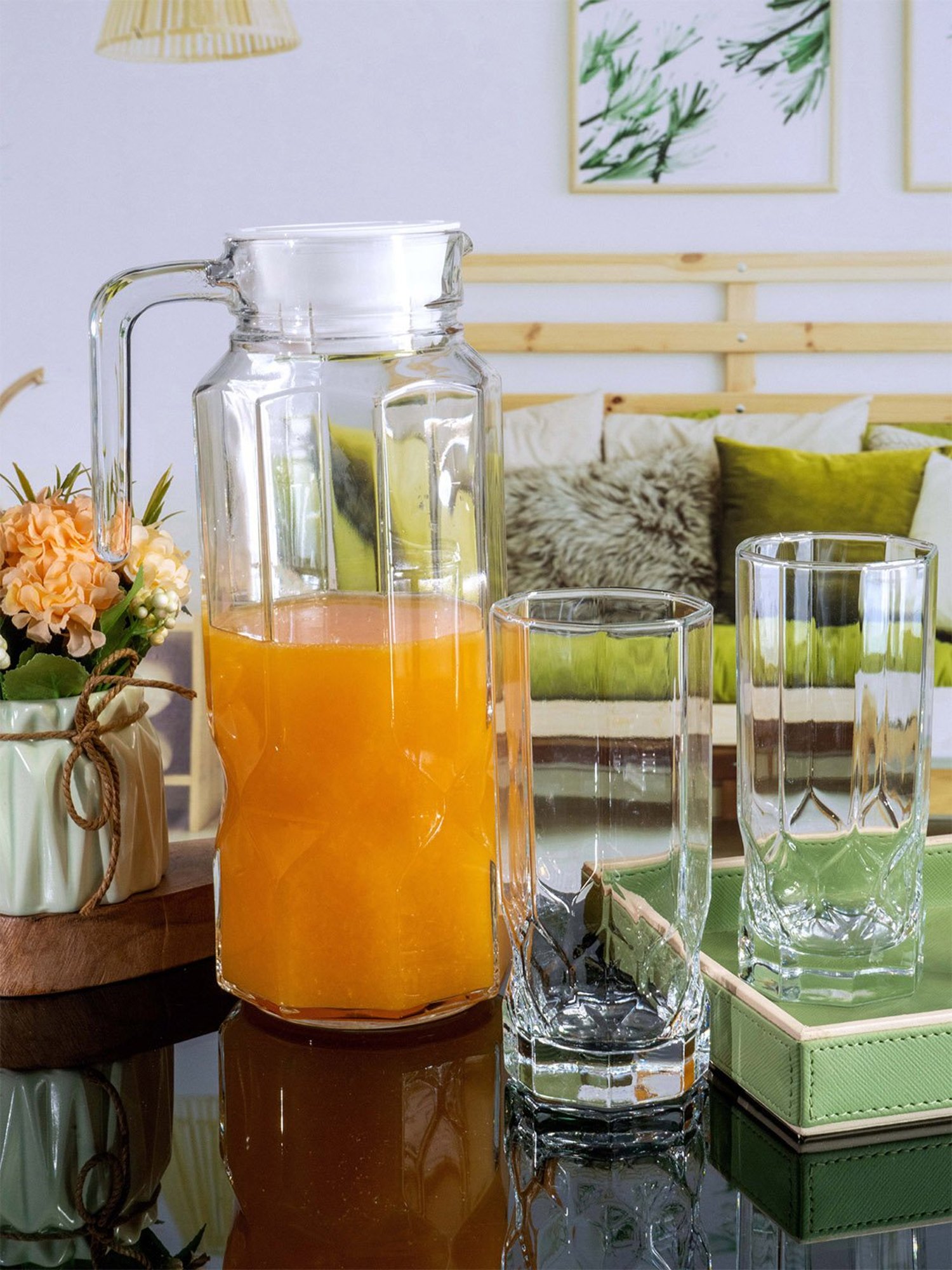 Luminarc Transparent Glass Everyday Glasses (310ml) with Jug (1300ml) - Set of 6