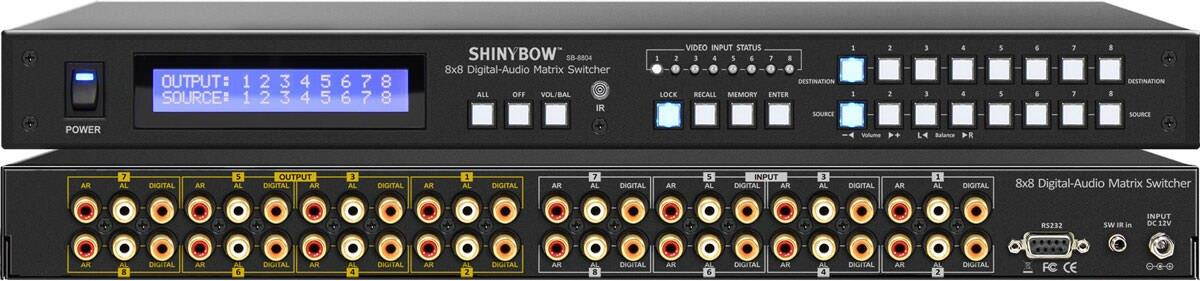 Shinybow SB-8804LCM 8x8 Composite Video Matrix Switcher w/ Volume Control
