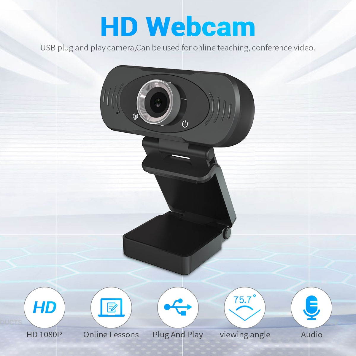 1080P 1920*1080 30FPS Sensor Multifunctional Conference Live Webcam Built-in Microphone for Laptop Desktop