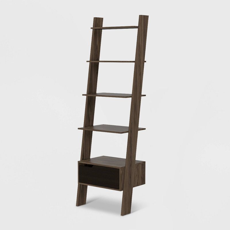 70" Aster 4 Tier Leaning Bookcase Rich Oak - RST Brands