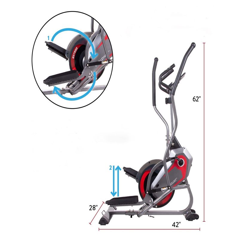 Body Flex Sports Body Power BST800 Stationary 2 In 1 Full Body Elliptical StepTrac Cardio Workout Machine with Curve Crank Technology