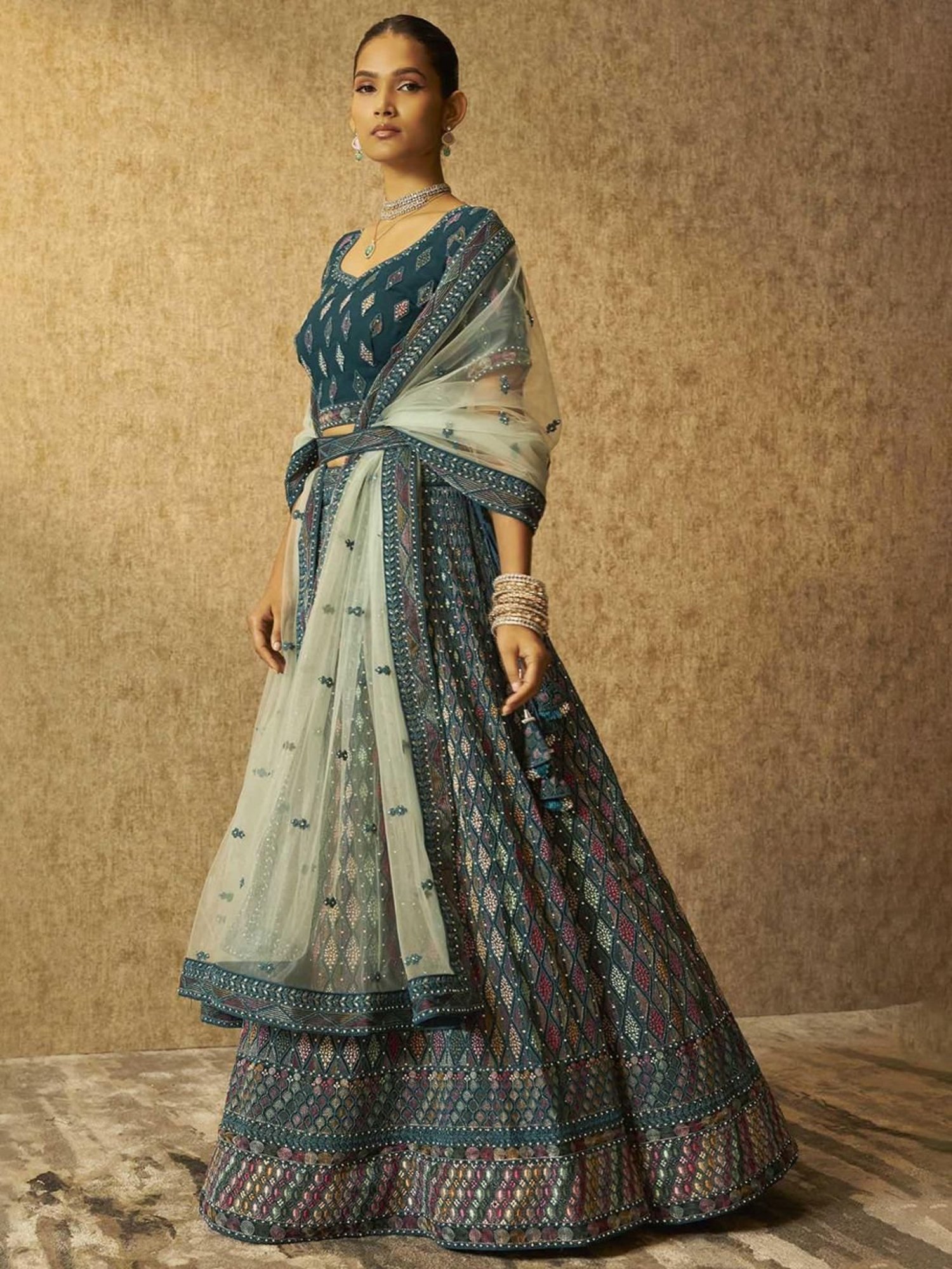 studiorasa Purple Hand Block Print Lehenga Set