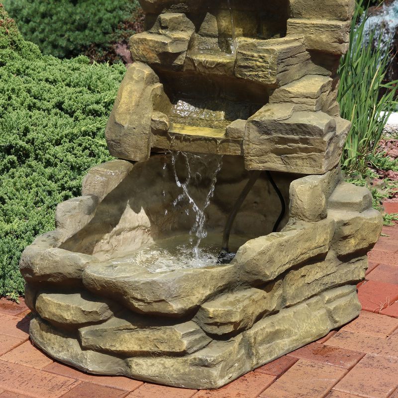 Sunnydaze 37"H Electric Fiberglass Stone Falls Waterfall Outdoor Water Fountain