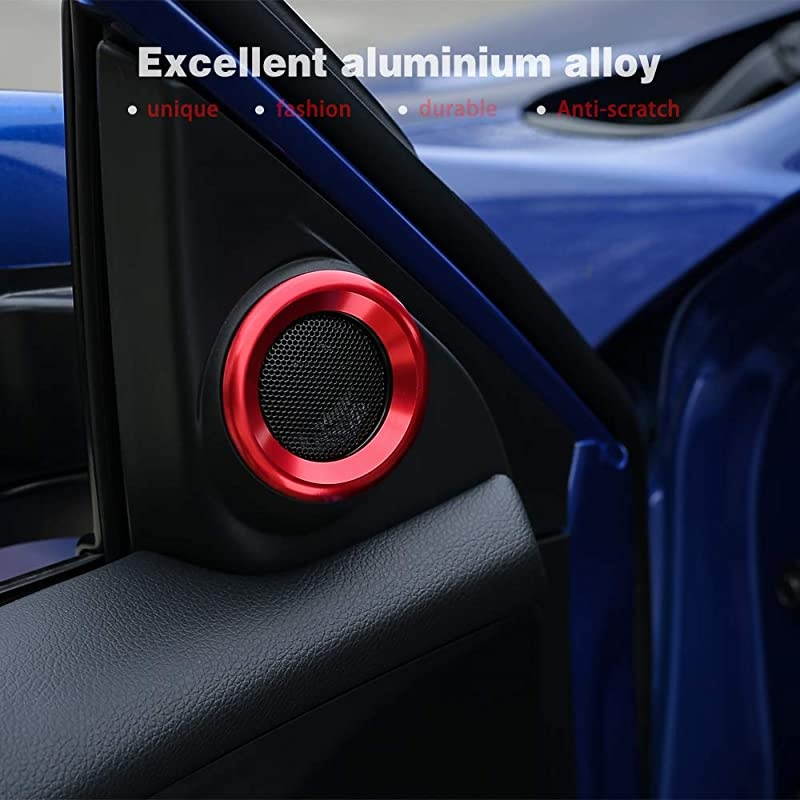 for 10th Gen Civic Door Audio Speaker Rings Anodized Aluminum APillar Loudspeaker Decorations Circle Trims for Honda Civic 2016 2017 2018 2019 Red