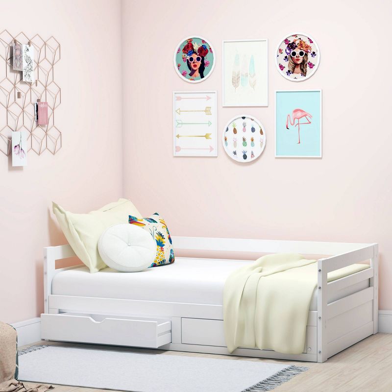 Twin to King Augusta Extending Day Bed with Storage Drawers White - Alaterre Furniture