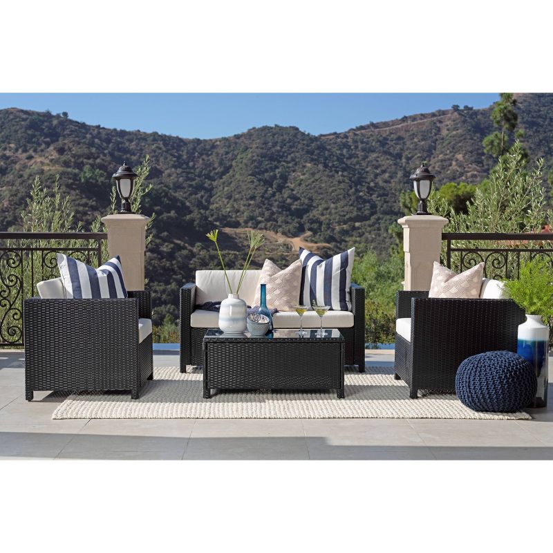 Alicia 4pc Outdoor Squared Wicker Sofa Set - Black - Coaster