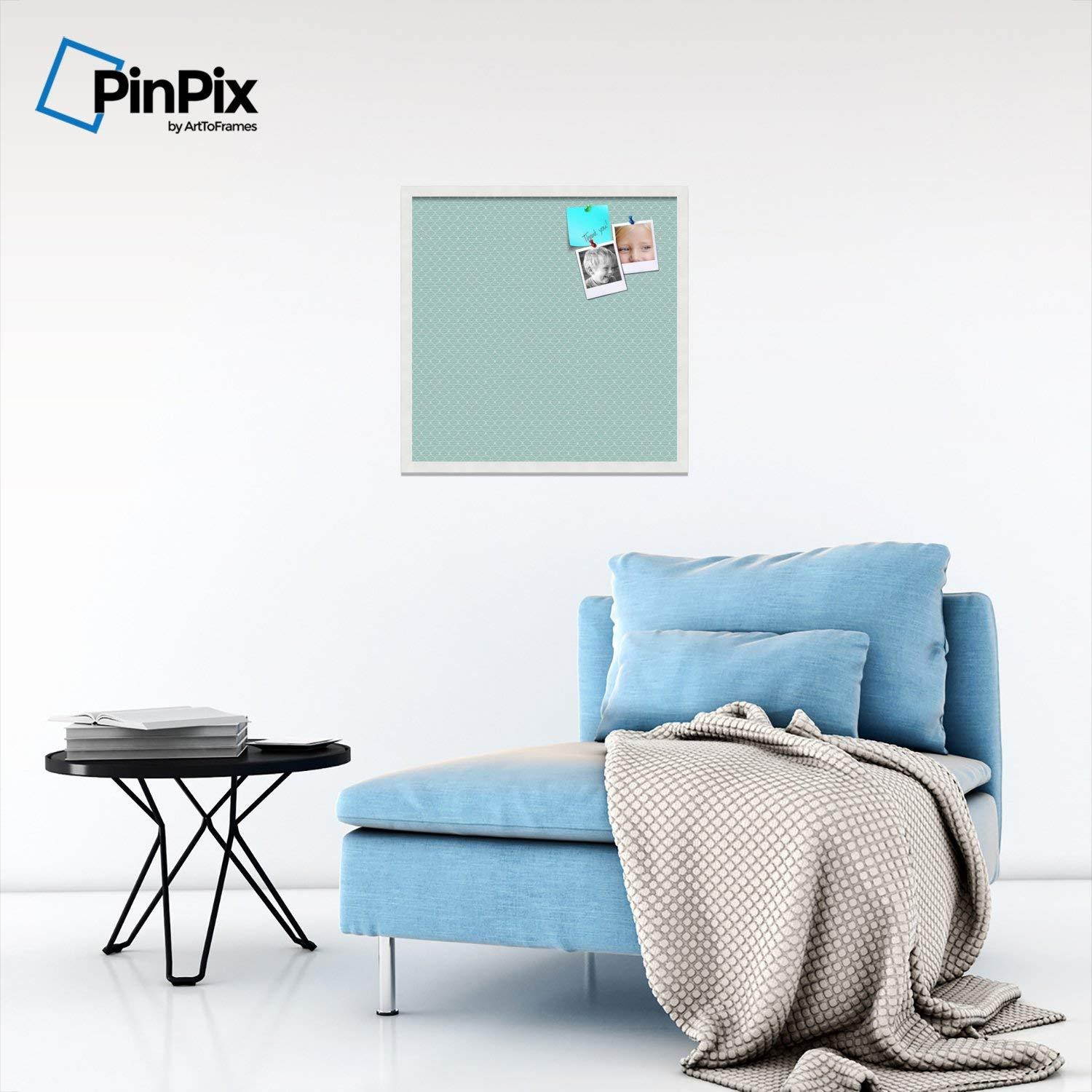 PinPix custom printed pin cork bulletin board made from canvas, 571 24 x 24 Inches (Completed Size) and framed in Satin White Frame (PinPix-571)