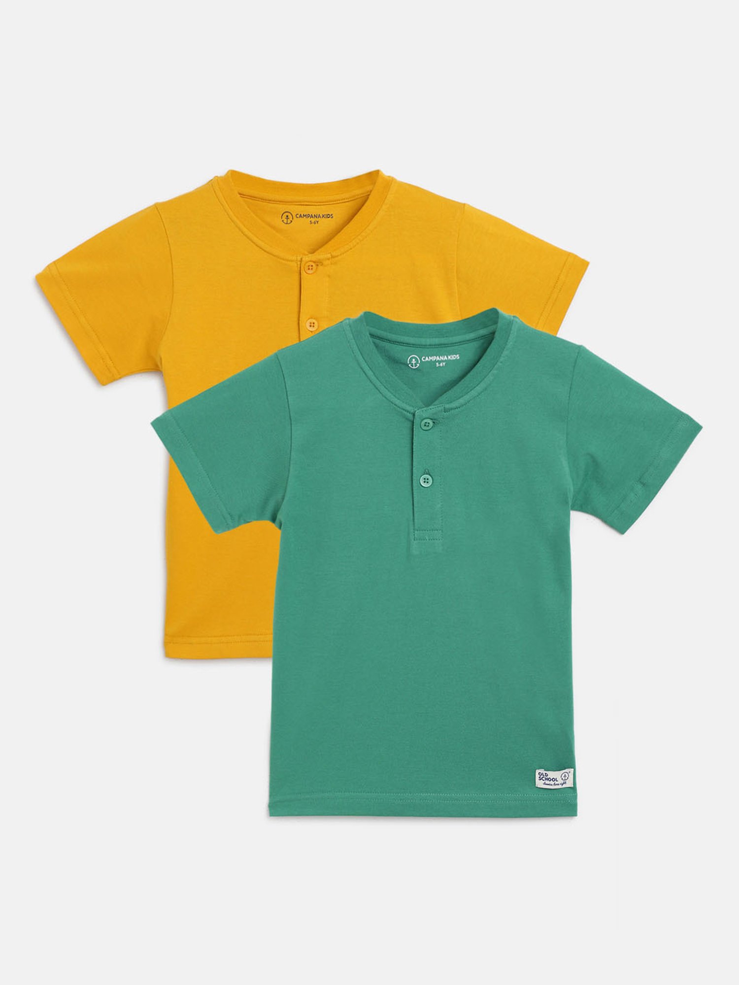 Campana Yellow & Green Solid T-Shirt (Pack Of 2)