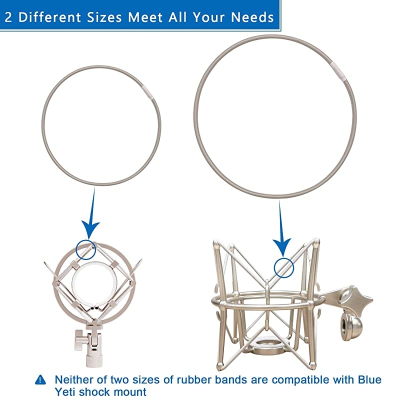 Universal Elastic Bands Replacement Antiaging Rubber Ring for Microphone Shock Mount Holder Clamp Clip Set of 4 Gray