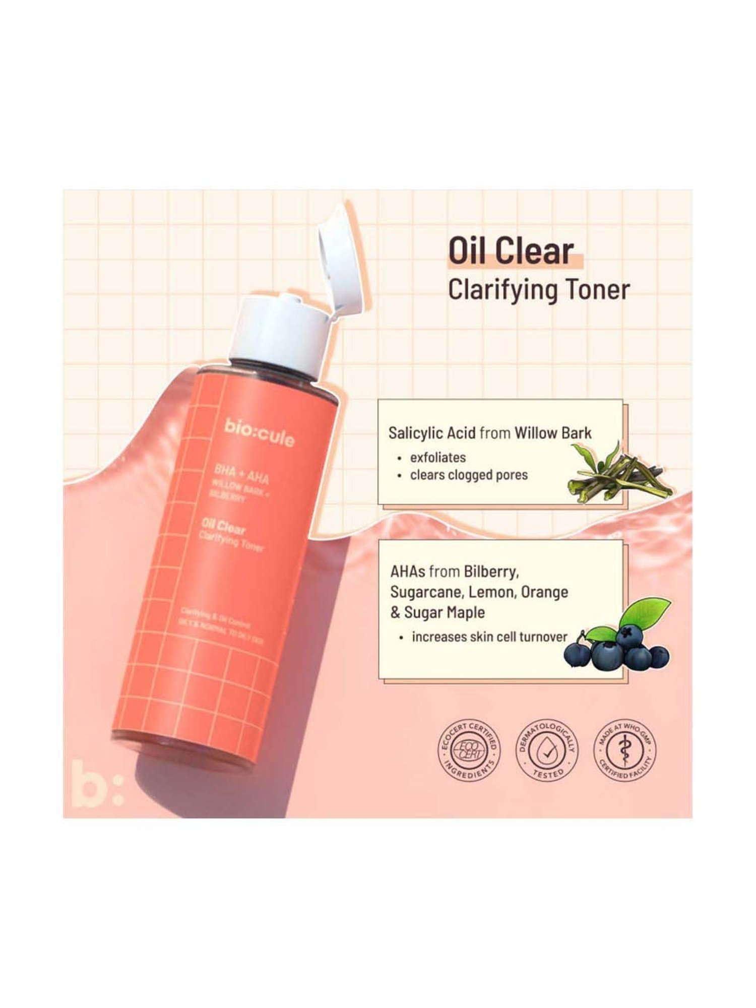 Biocule AHA BHA Oil Clear Clarifying Face Toner - 30 ml