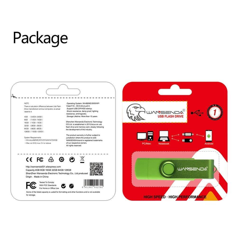 Wansenda OTG USB Flash Drive 16GB 32GB 64GB 128GB USB 2.0 for Android Devices/PC/Tablet/Mac (32GB, Green)