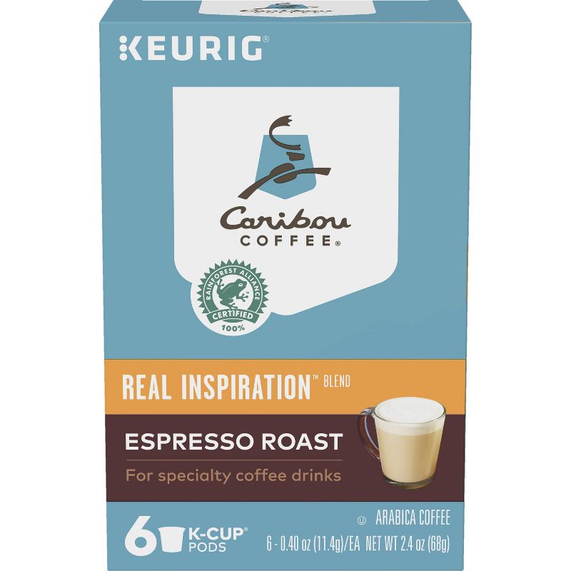 Caribou Coffee Real Inspiration Espresso Keurig K-Cup Coffee Pods - Dark Roast - 6ct