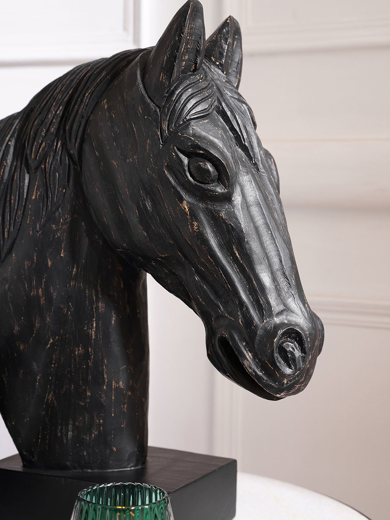 Pure Home and Living Black Wood Horse Head Figurine