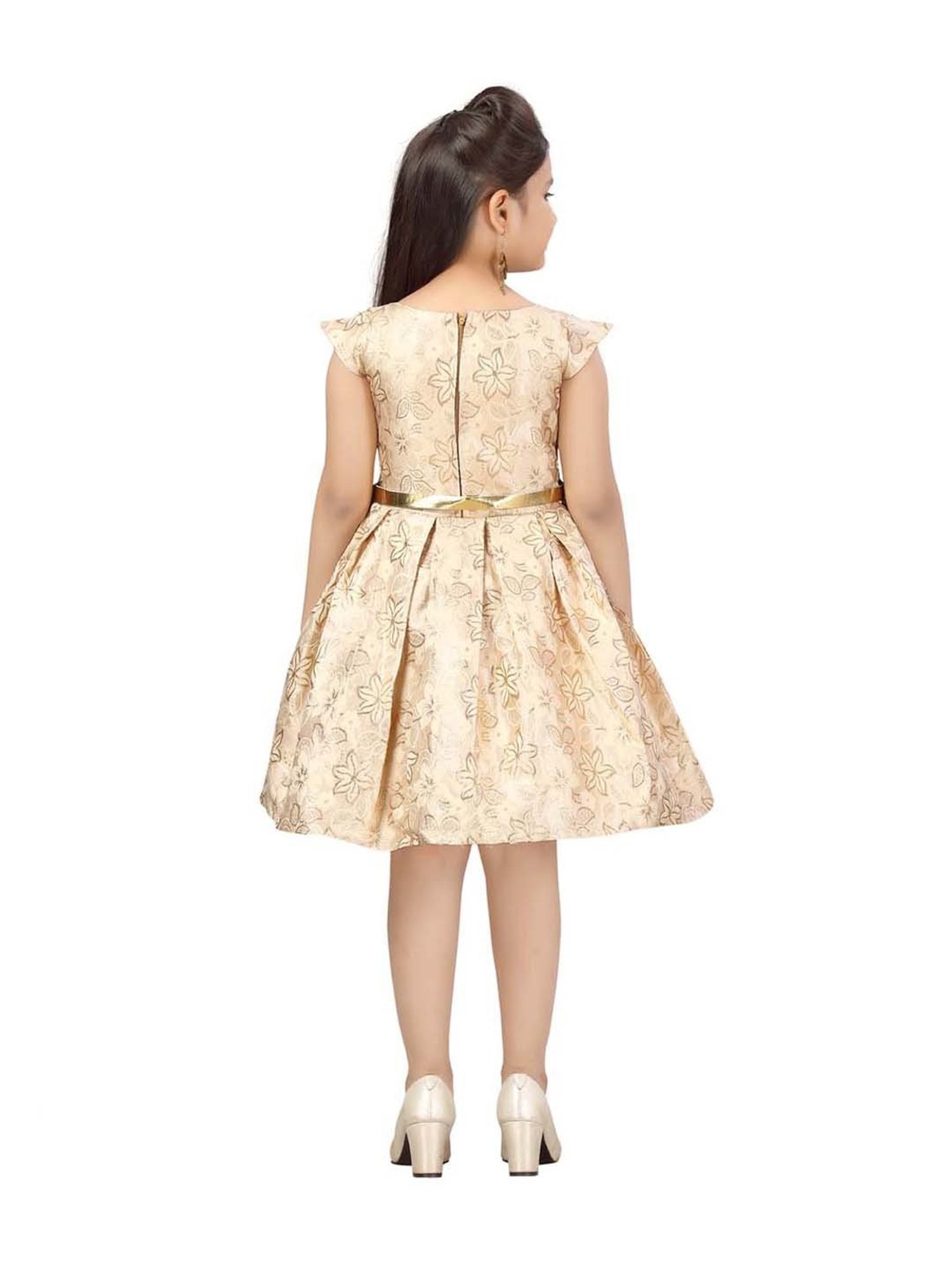 Aarika Kids Beige Printed Dress
