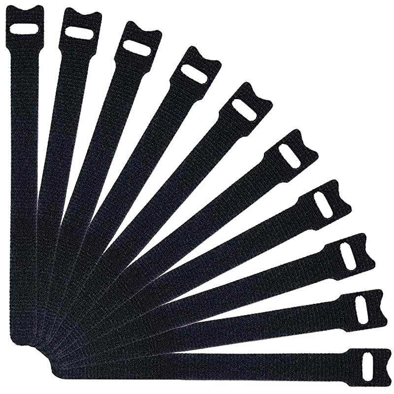 100 PCS Reusable Fastening Cable Ties Microfiber Cloth 6Inch Hook and Loop Cord Ties Black