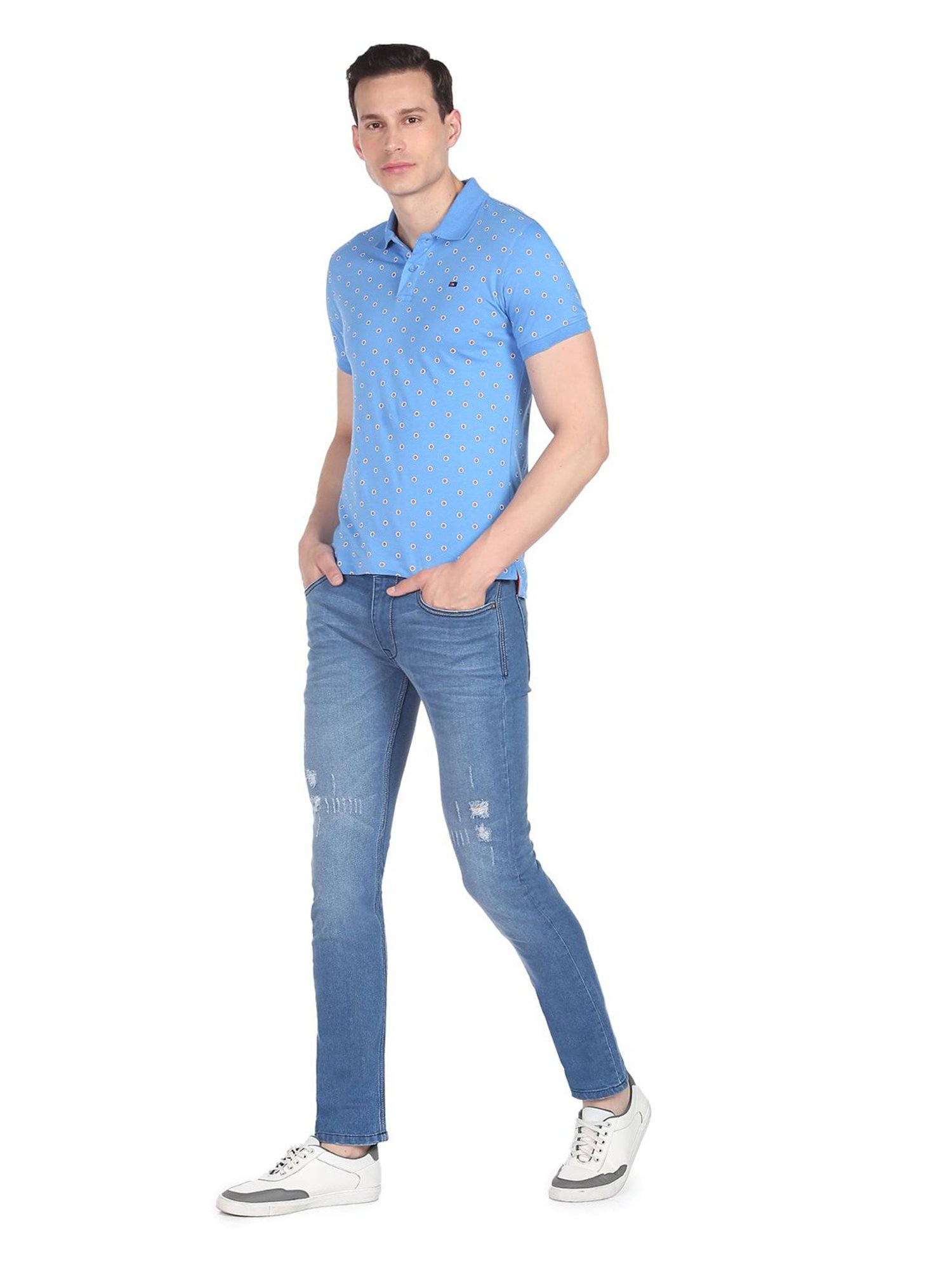 AD by Arvind Royal Blue Polo T-Shirt