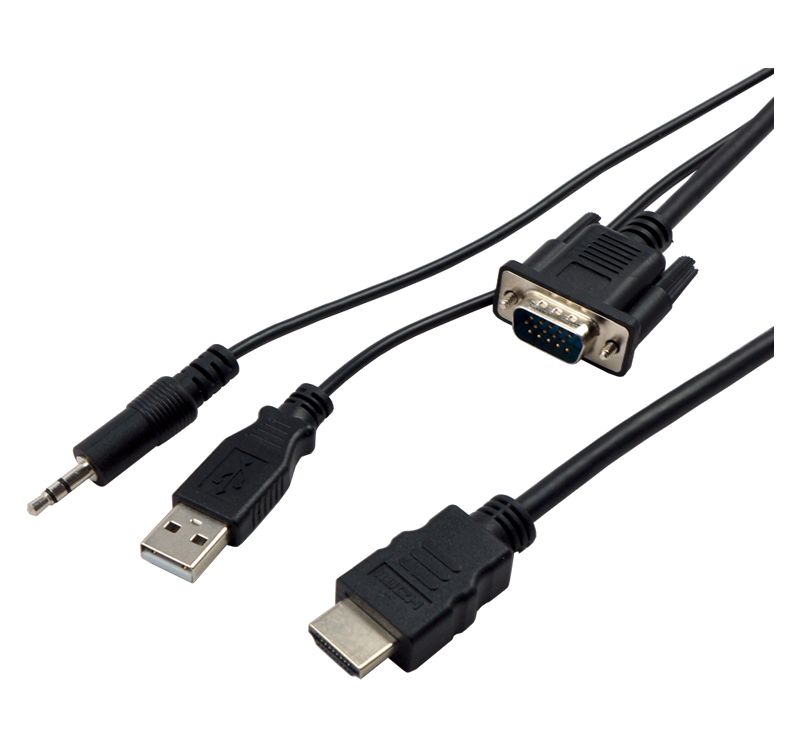VisionTek VGA to HDMI 1.5M Active Cable (M/M) - 4.92 ft HDMI/VGA Video Cable for Video Device - HD-15 Male VGA - HDMI Male Digital Audio/Video - Black