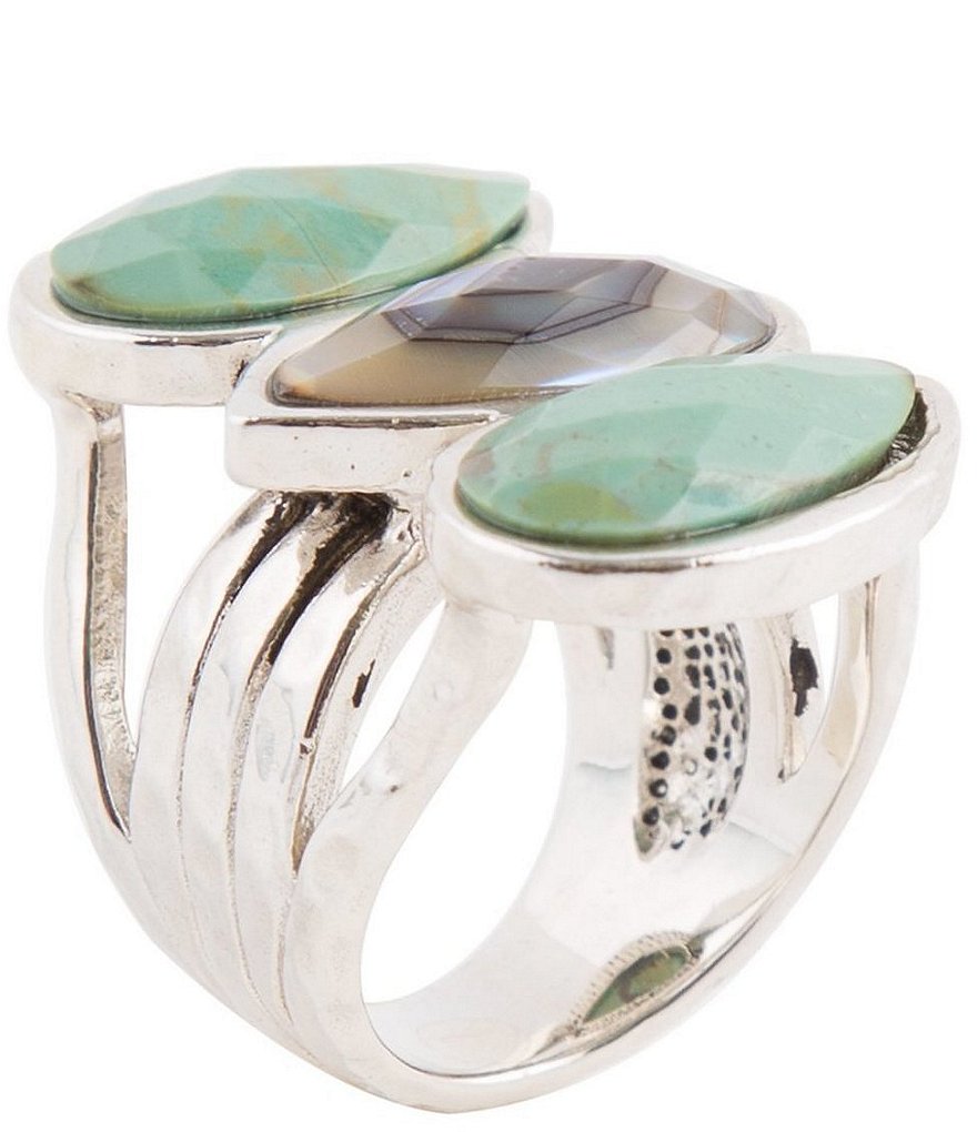 Barse Genuine Turquoise and Abalone Statement Ring
