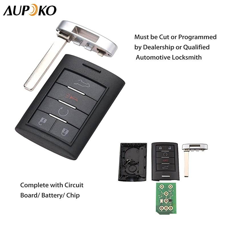 Keyless Entry Remote Control NBG009768T, 5 Button 315MHz Uncut Insert Blade Car Smart Key Fob, Replace# 22865375, PN22856930, Fits for for Cadillac SRX ATS ELR XTS 2013-2014