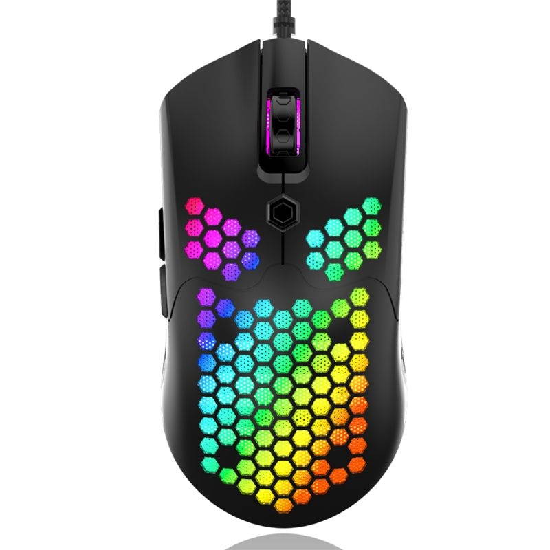 M5 Hollow-out Honeycomb Shell Gaming Mouse Colorful RGB Backlit Light Wired Mice