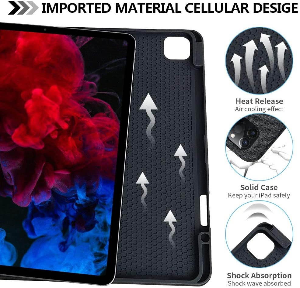 Keyboard Case for iPad Pro 12.9 4th Generation 2020(Model:A2229/A2069/A2032/A2233)-iPad 3rd Gen 2018 (Model Number: A1876/A2014/A1895)- iPad Pro 12.9 Wireless Keyboard Case with Pencil Holder