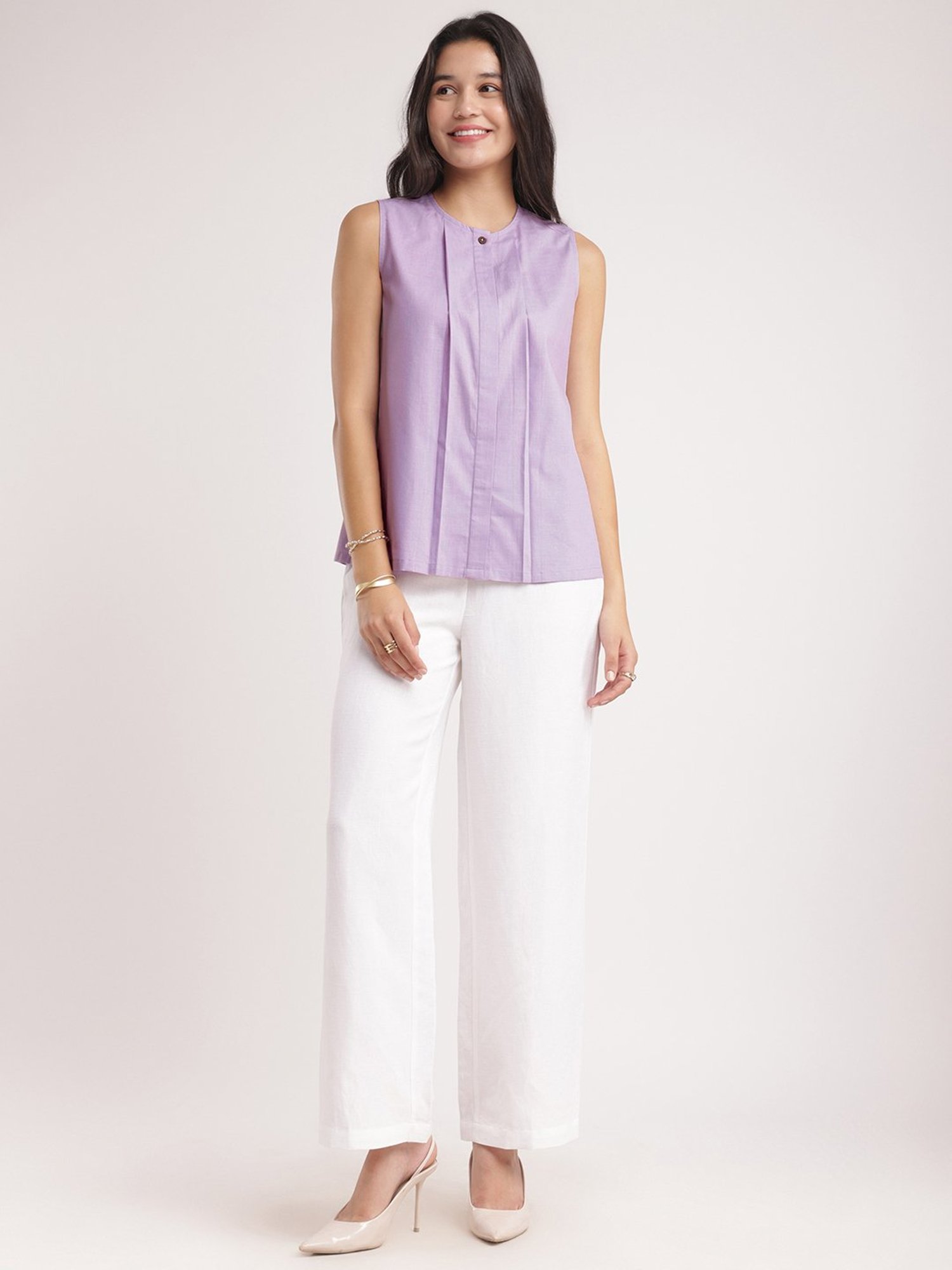 Fablestreet Lilac Linen Relaxed Fit Top