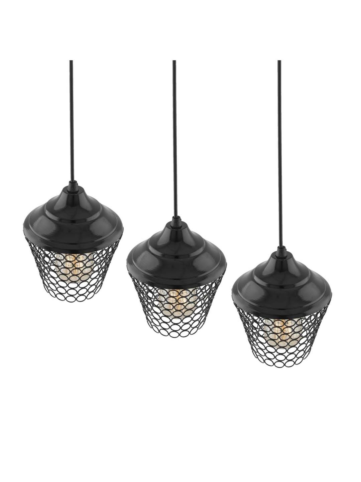 Homesake 3-Lights Linear Cluster Black Metal Lantern Pendant Light - Set of 1 (Bulb not included)