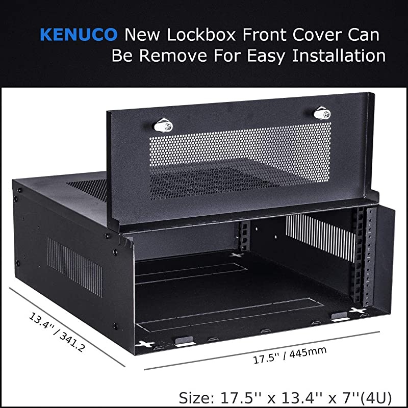 4U Heavy Duty 16 Gauge Steel DVR Security Lockbox with Swing Open Top 4U