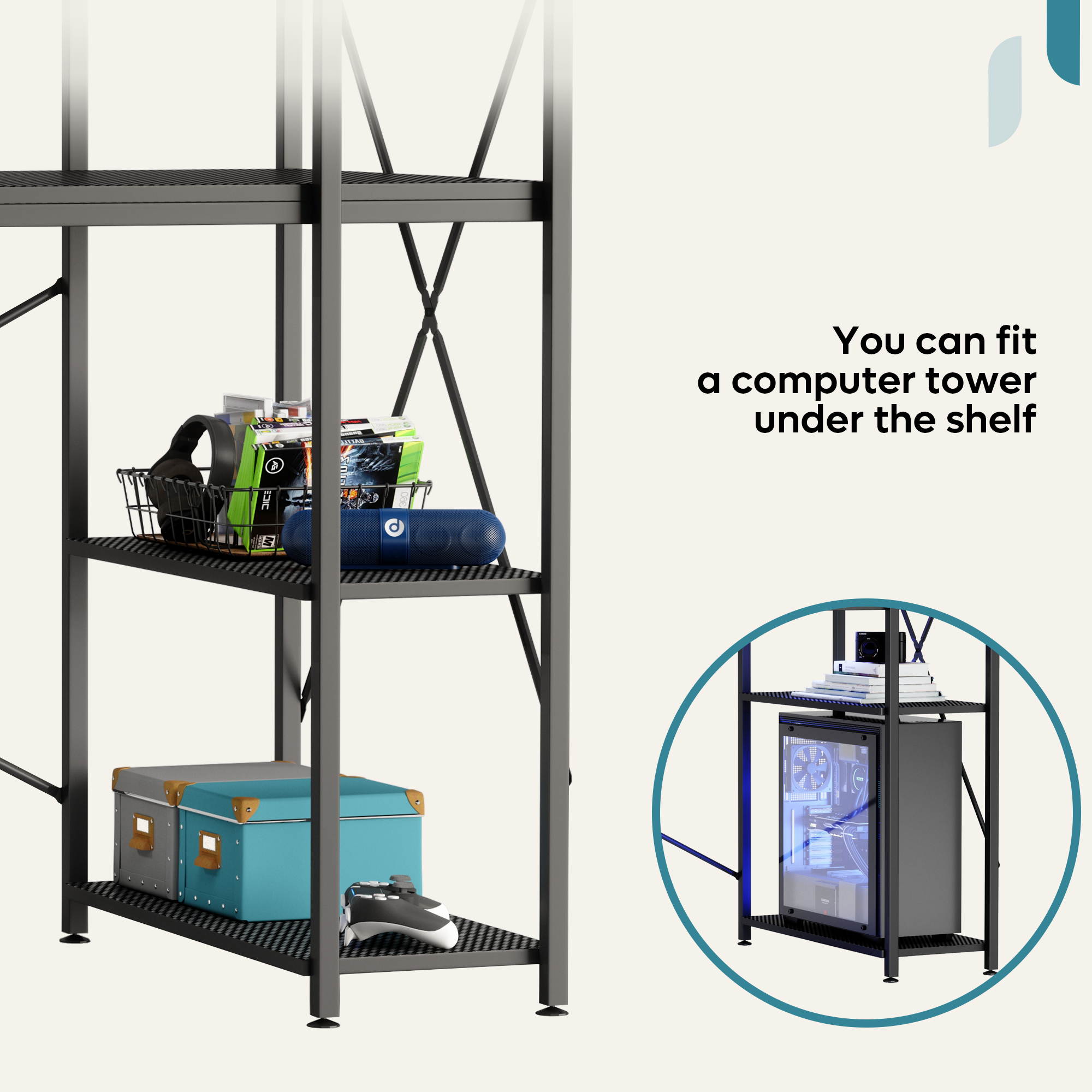 Bestier 63 Inch Computer Desk with Storage Shelves, Modern Bookshelf Desk with Headphone Hook Large Workstation Writing Desk with Reversible Bookshelves Home Office Work Table Study Desk Grey