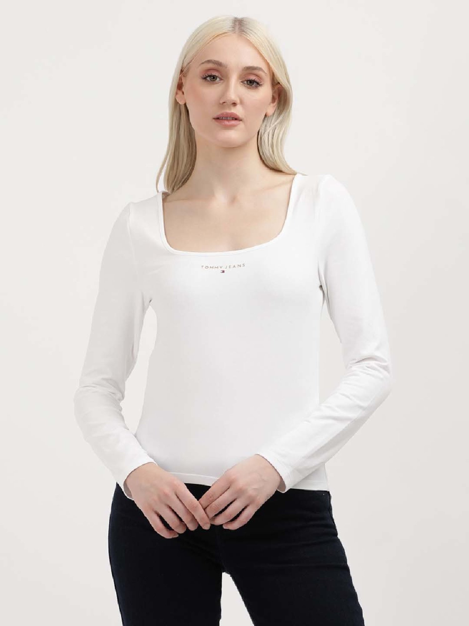 TOMMY HILFIGER White Cotton Logo Print Top