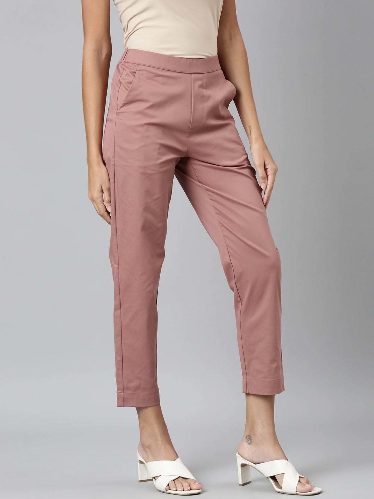Go Colors! Pink Mid Rise Formal Trousers