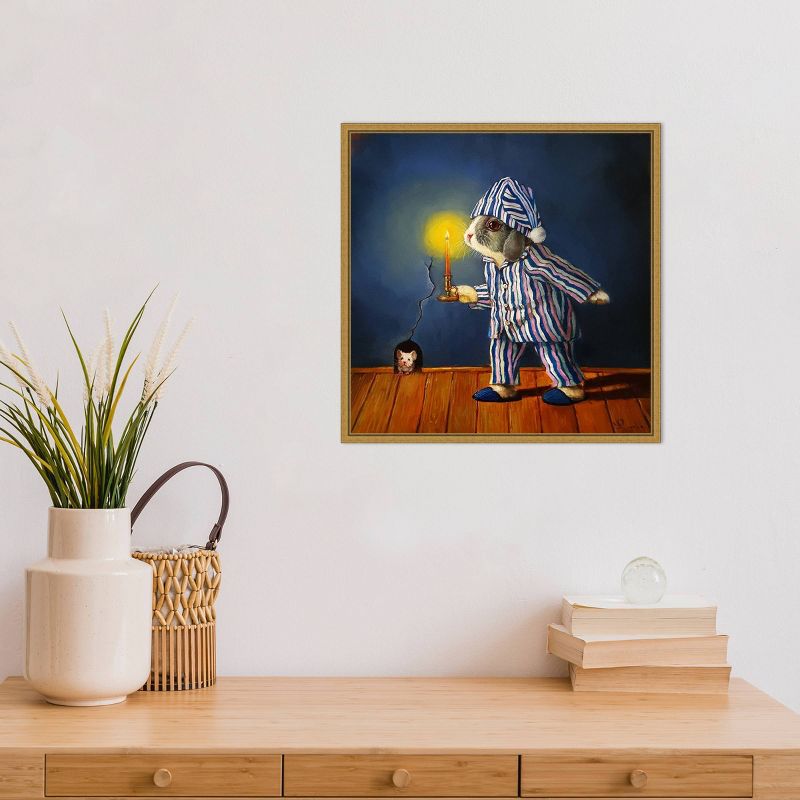 16" x 16" The Night Before Christmas Mouse by Lucia Heffernan Framed Canvas Wall Art - Amanti Art