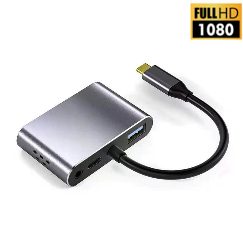 Type-c To HDMI VGA PD Hub 5 In 1 Usb C HDMI Converter Adapter Typec To Hdmi HDMI/USB 3.0 Aluminum For Apple Macbook Adapter