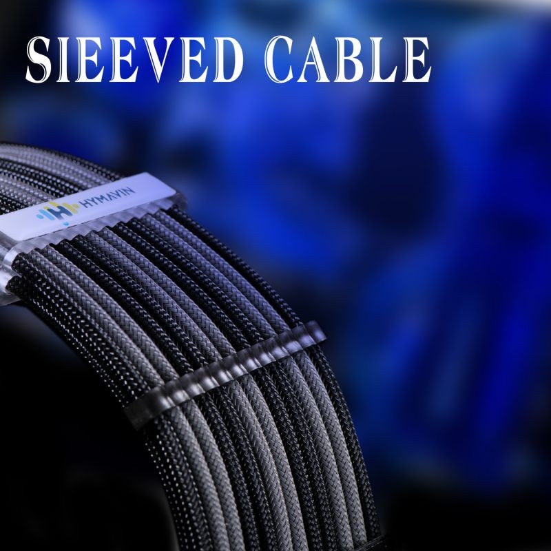 PSU Extension cable,HYMAVIN PSU Sleeved Cable, 16AWG White Braided ATX EPS PCI-E Extension Cable Kit with Combs for CPU GPU Power Supply Unit 30CM,4 + 4 pin, 6 + 2 pin, 24 pin ATX extension,White