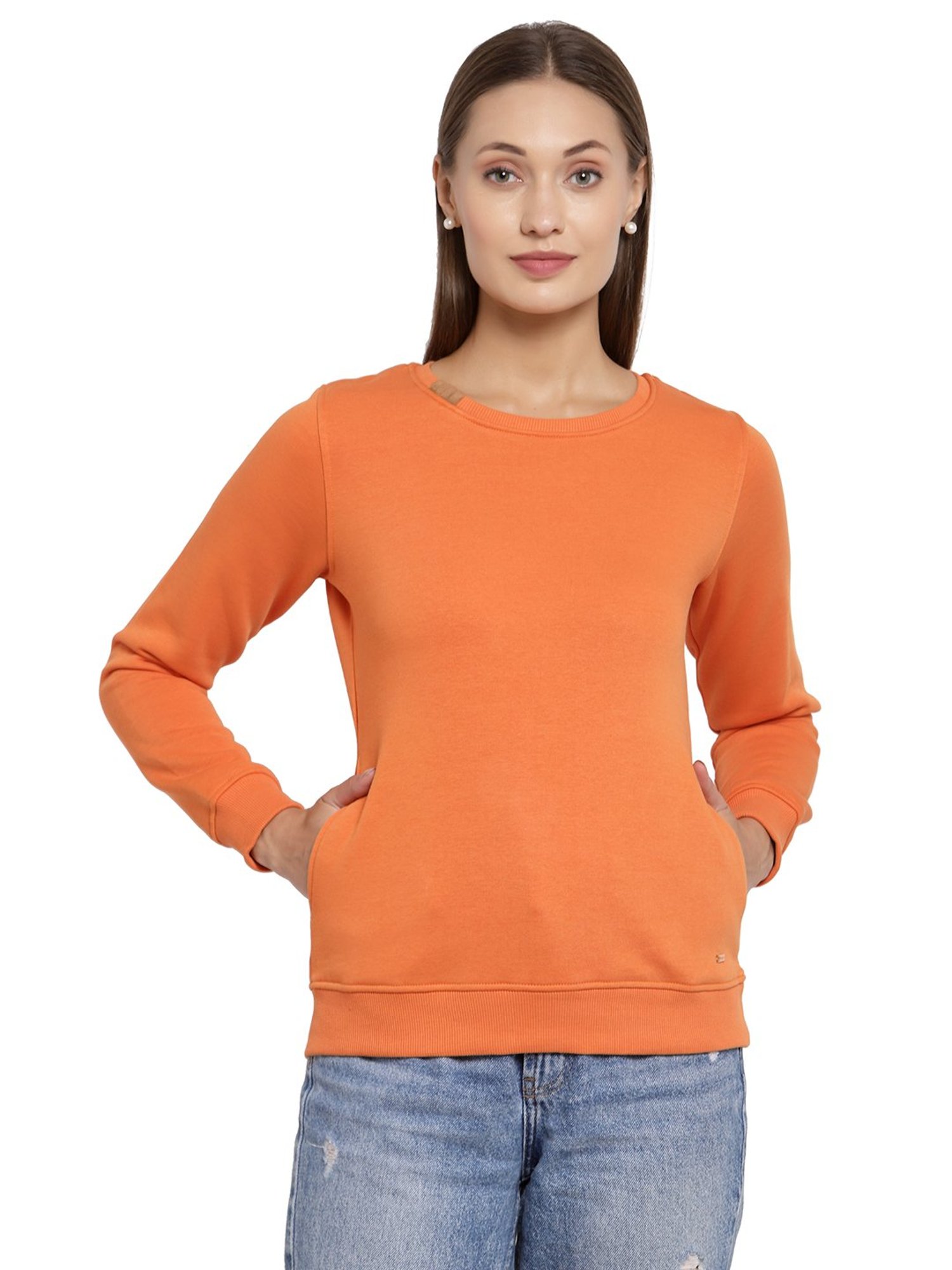 Juelle Orange Round Neck Sweatshirt