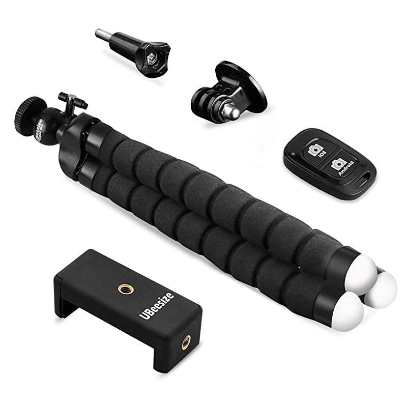 Phone Tripod  Portable and Adjustable Camera Stand Holder with Wireless Remote and Universal Clip Compatible with Cellphones Sports Camera