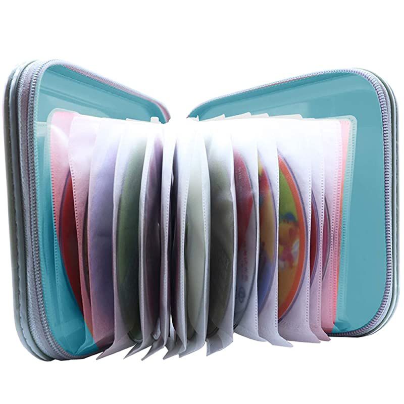 CD CaseDVD Storage DVD Case Holder VCD Wallet Organizer Protective Hard Plastic Portable Case 40 Capacity Sea Blue