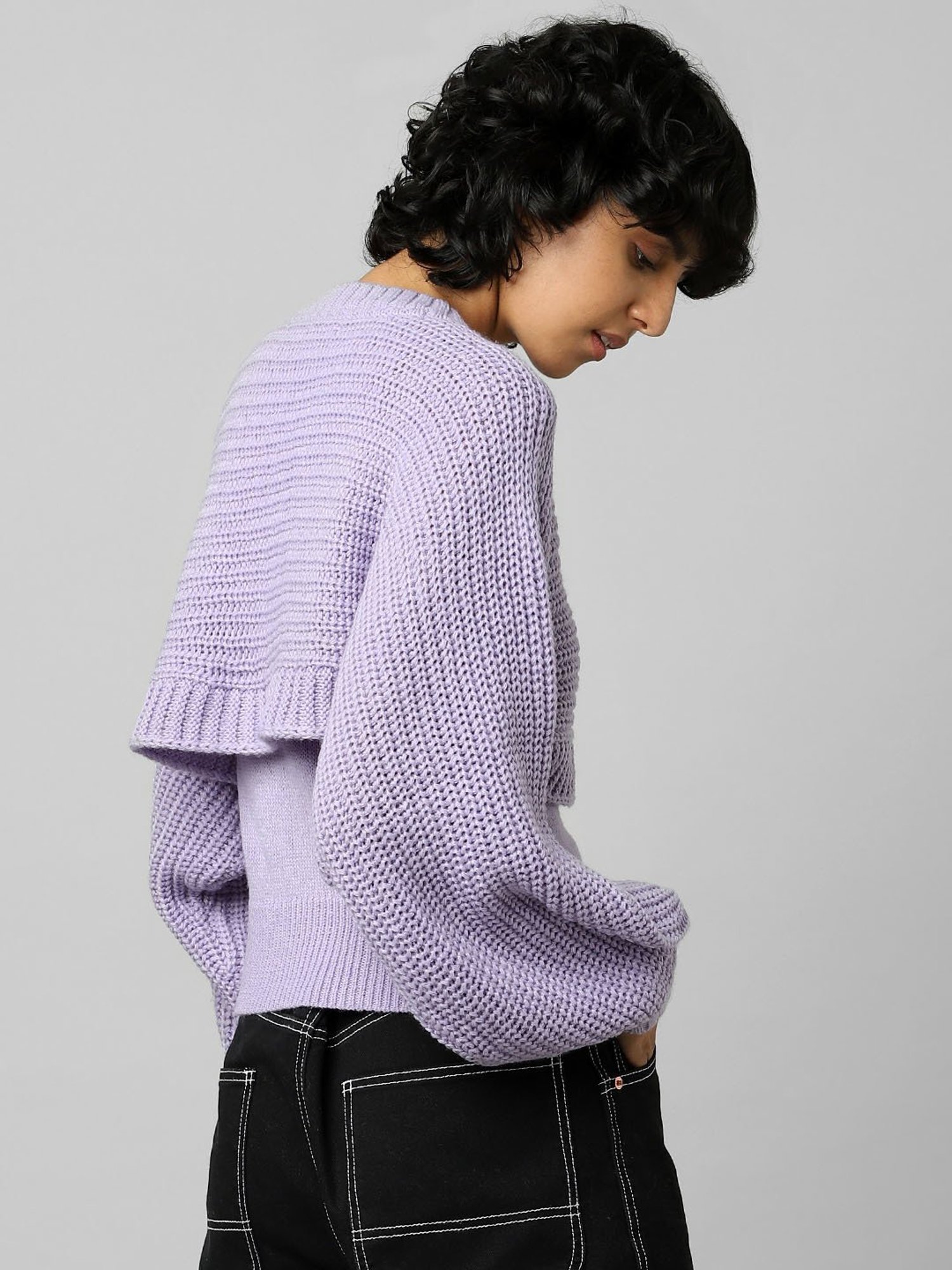 JDY By Only Purple Self Design Pullover