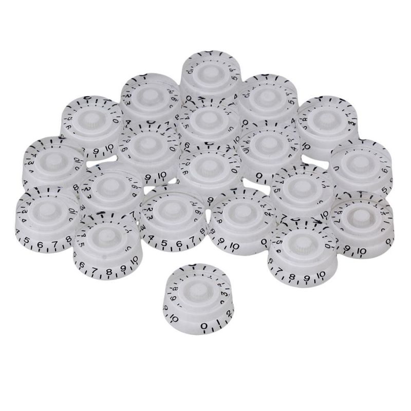 BQLZR White Round Knob Electric Guitar Speed Control Knob with Black Number Set of 20