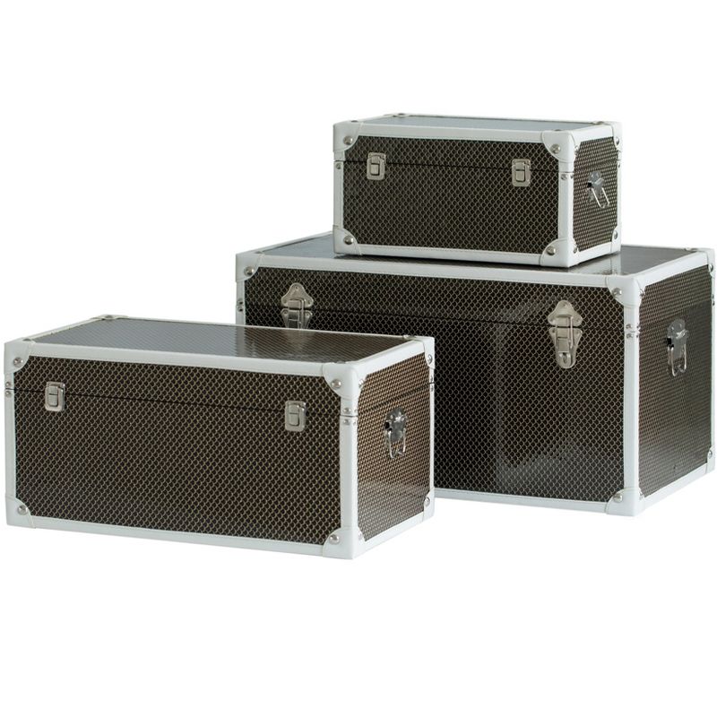 Vintiquewise Faux Leather Storage Trunk Set of 3